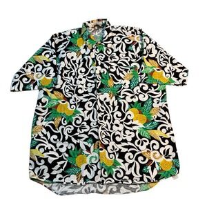Vintage Men's Le Tigre 100% Cotton Hawaiian Floral Button Shirt Size Large‎ Tall